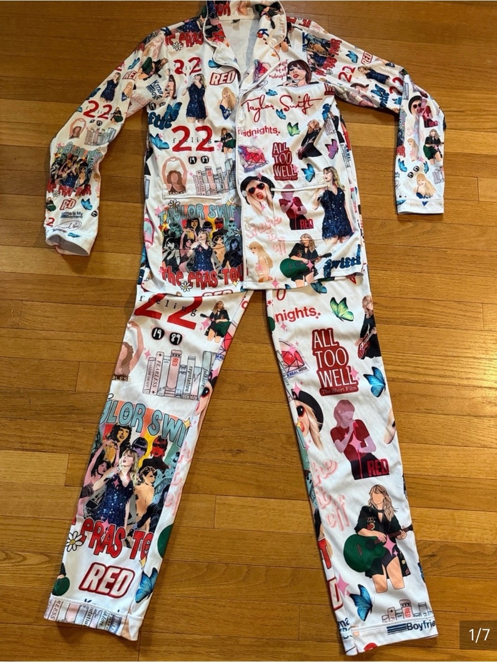 Taylor Swift Inspired Pajama Set - Printed Long Sleeve & Pants